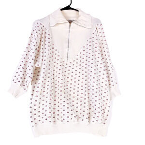 Vintage 90s Andrew St John Quarter Zip Collared 3/4 Sleeve Shirt Size Medium